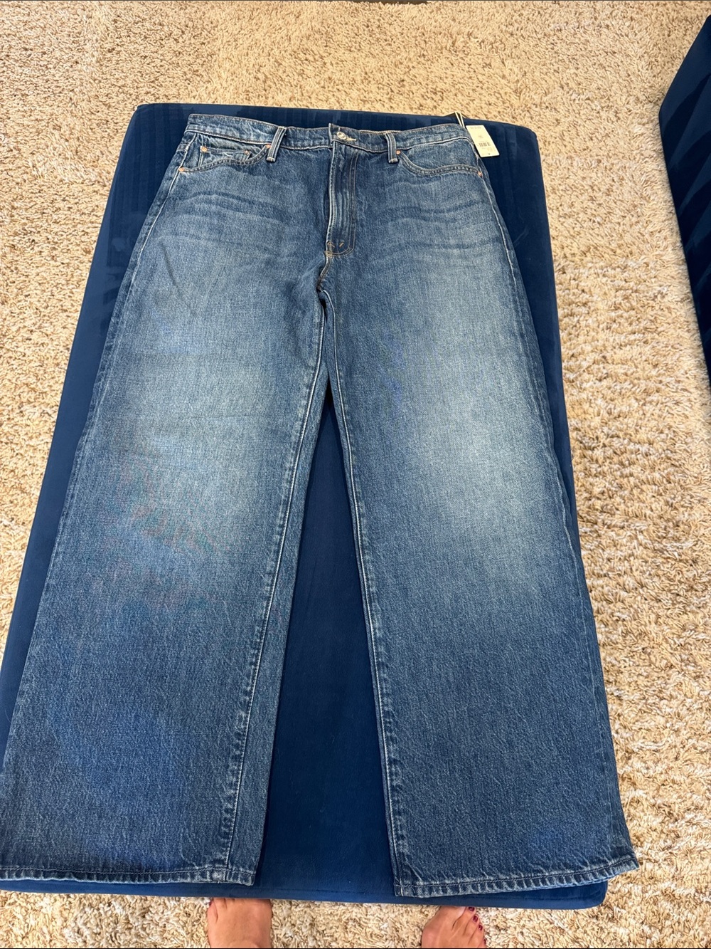 MOTHER Wide Leg Jeans in Medium Blue Wash